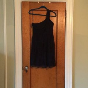 Jcrew Navy Chiffon one shoulder bridesmaid dress